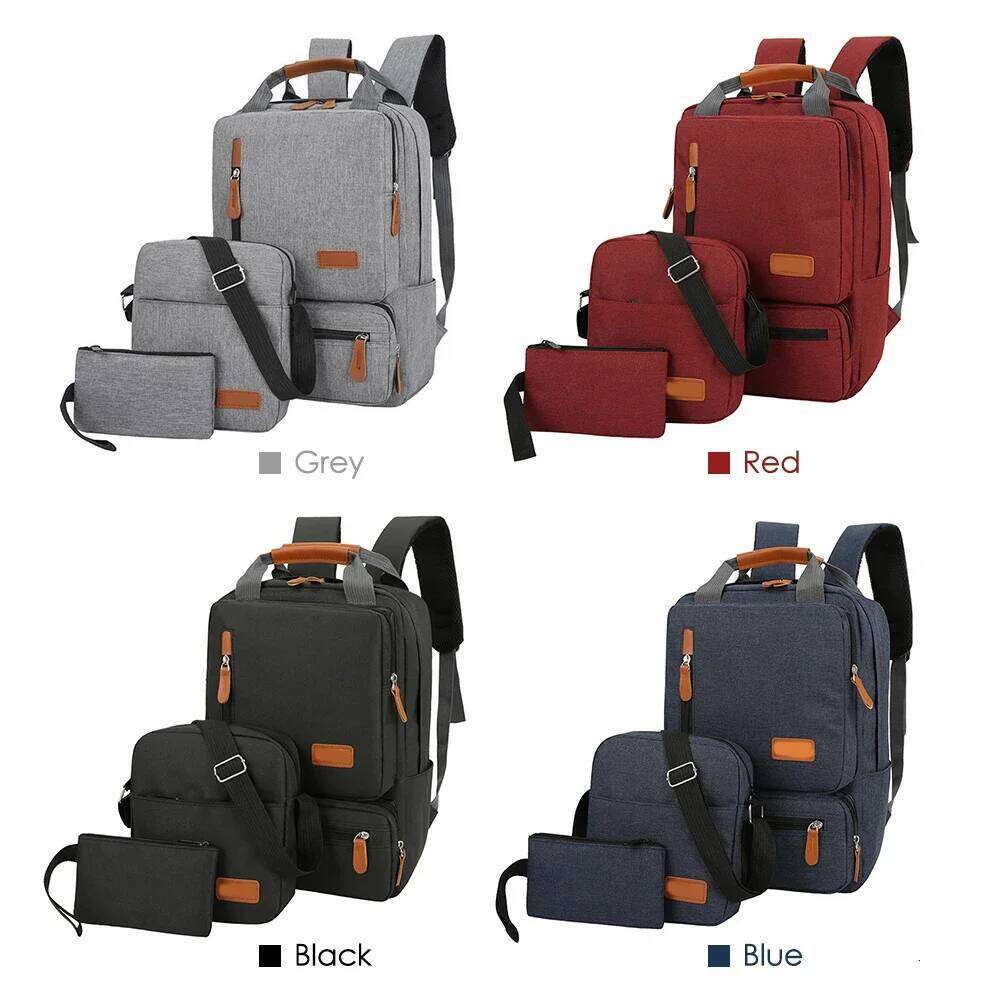 3pcs Set Women Men Laptop Backpack Shoulder Bag Small Pocket for Travel School Business Work College Z260124
