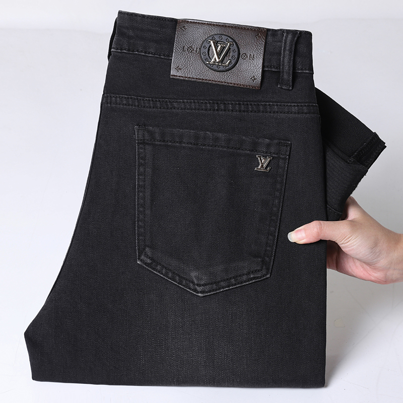 Men's Jeans Autumn Winter Men Fit European American High-end Brand loose Straight Pants XW2187-98