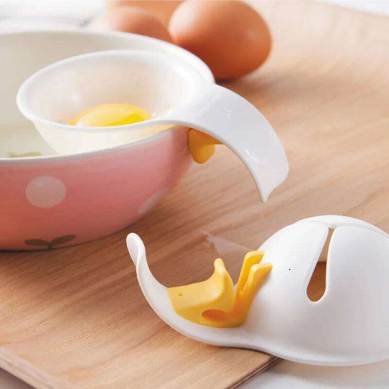1PC Food Grade Plastic White Separator with Bowl Edge Silicone Buckle for Liquid Manual Egg Filter