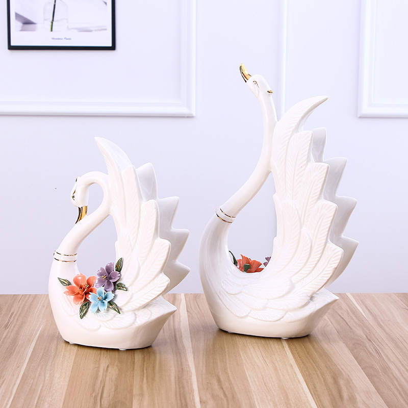 Ceramic Swan Ornament Modern Practical Home Decoration European Style Living Room Craft Creative Wedding Gift DisplayLJ200903