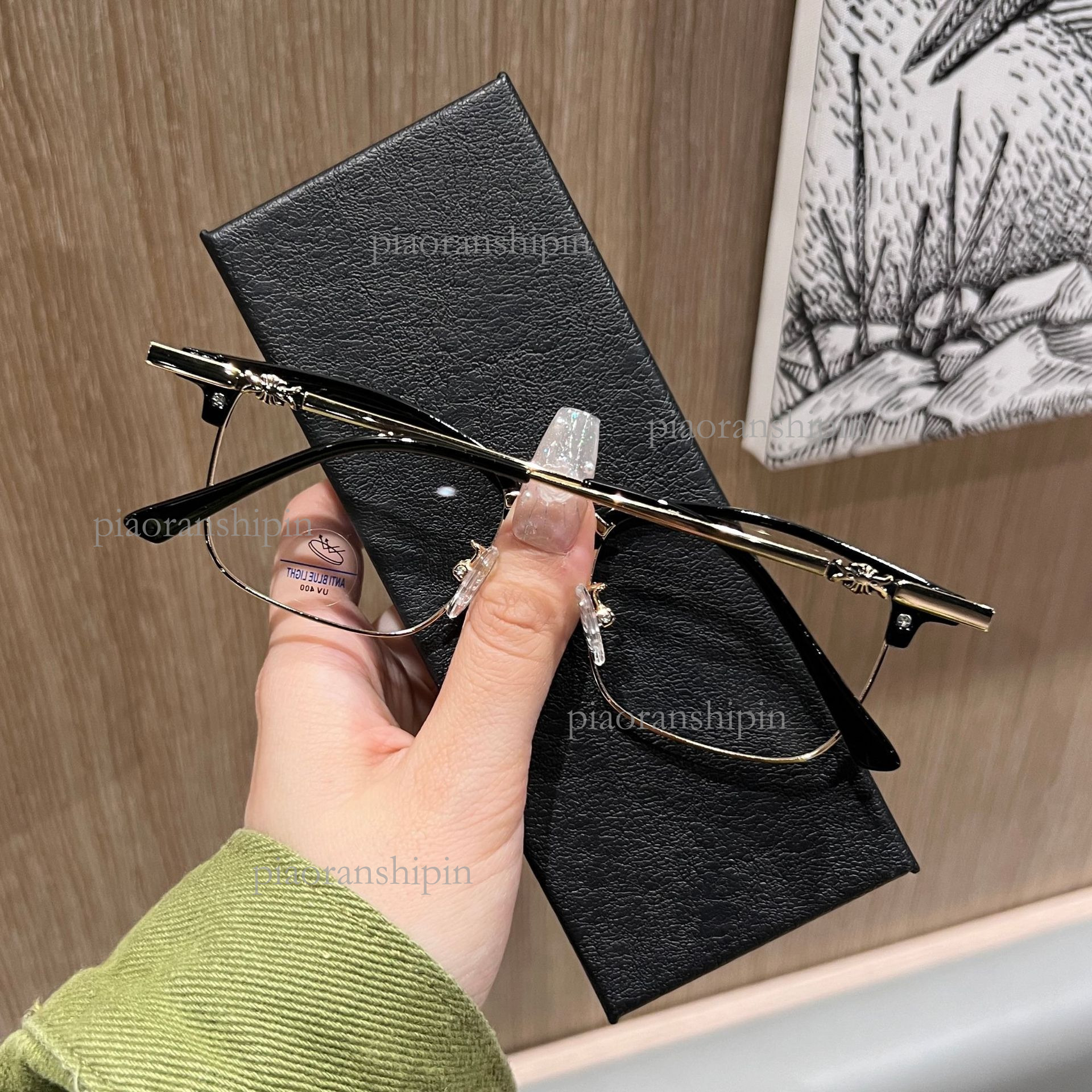 2026 Designer Men's Half Frame Cool Glasses Luxury Brand Retro Eyeframe Art Fashion Blue Light Barrier Glasses Multi Functional Trendy Accessorie - view 7