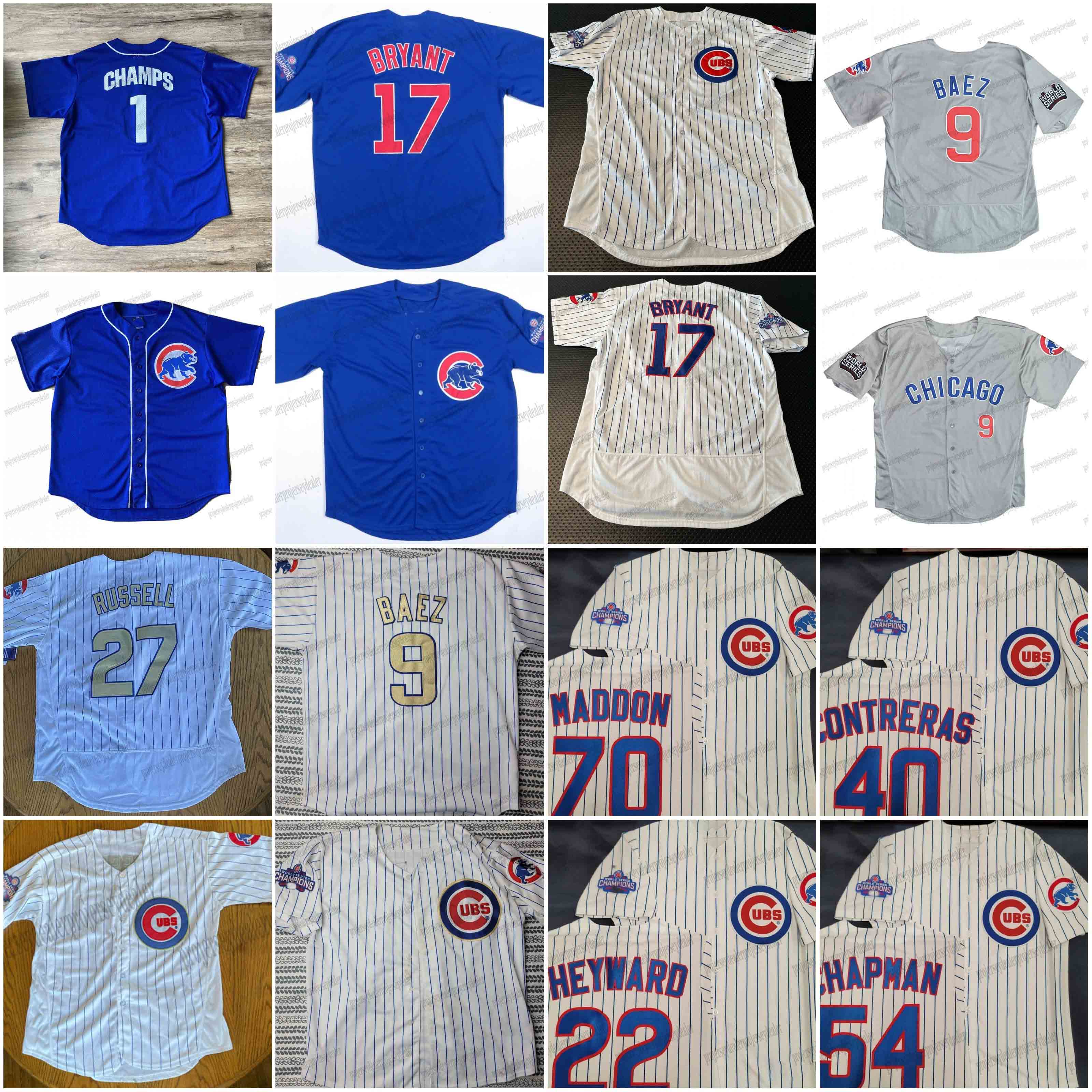 1 Champs 2016 world series Jerseys Cubs BAEZ Carroll Kyle Schwarber KRIS BRYANT Addison Russell Anthony Rizzo Chapman JON LESTER Heywaro