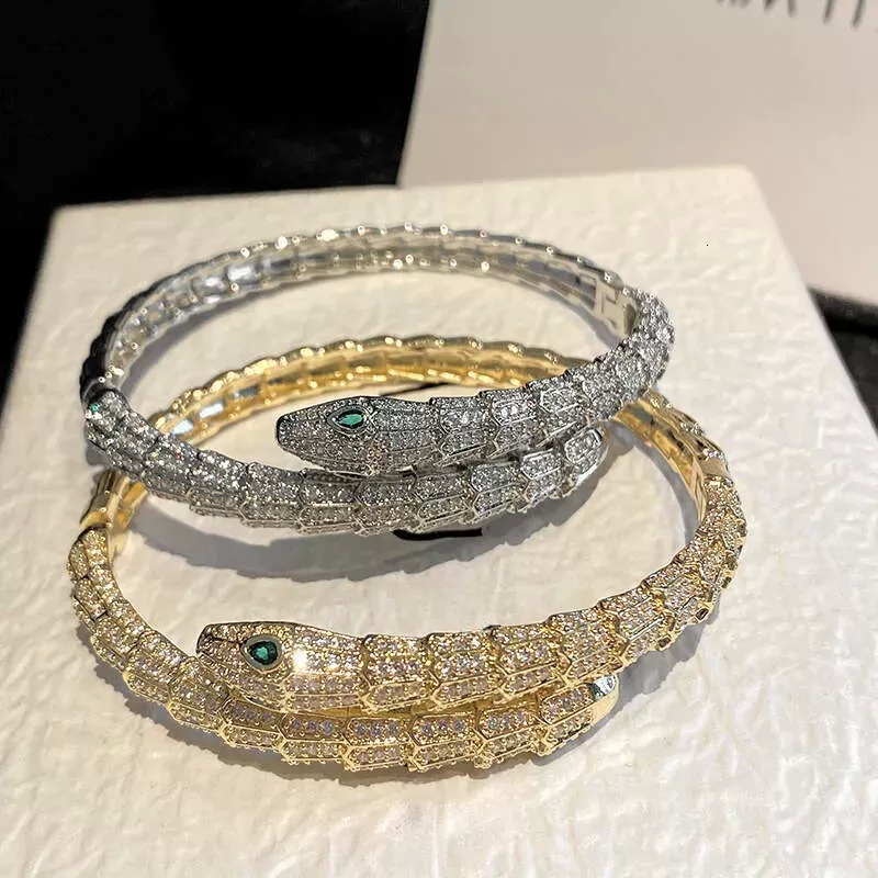 New Bangle Designer Bracelet Luxury bangle Imitation Scale Shape Personality Green Eye Snake Bracelets Retro Fashion Cross Border Punk Jewelry