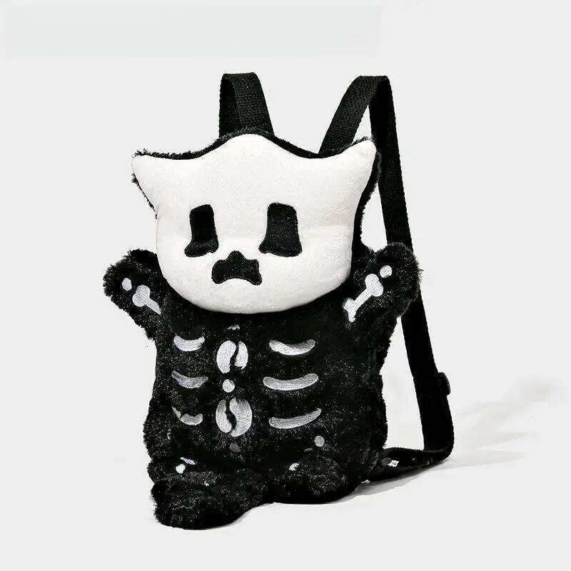 High quality Halloween skull plush backpack for women, cute and fun fashionable travel backpack, cool birthday gift Z260124