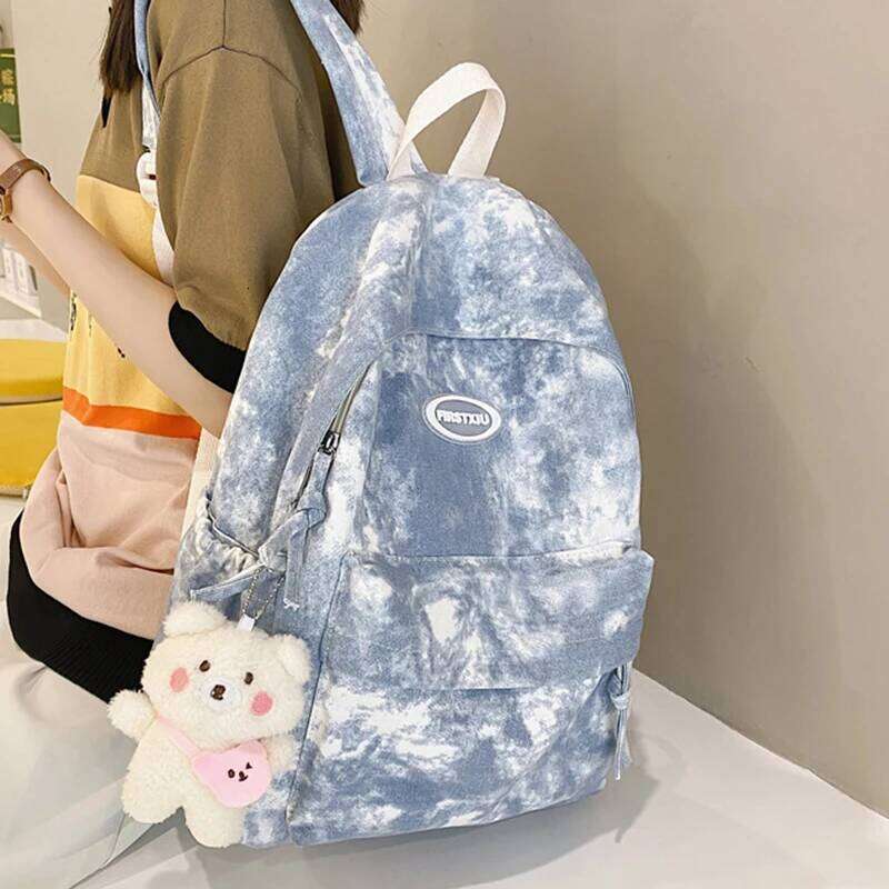 Simple Dyeing Design Women Kawaii Nylon Book Bag Female Mochila School Backpack for Teenage Girl Travel Rucksack Z260124