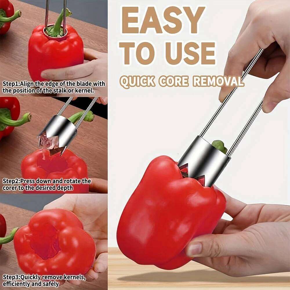 Kitchen Tool Stainless Steel Fruit And Vegetable Corer For Apples Peppers Tomatoes Easy Core Removal Durable