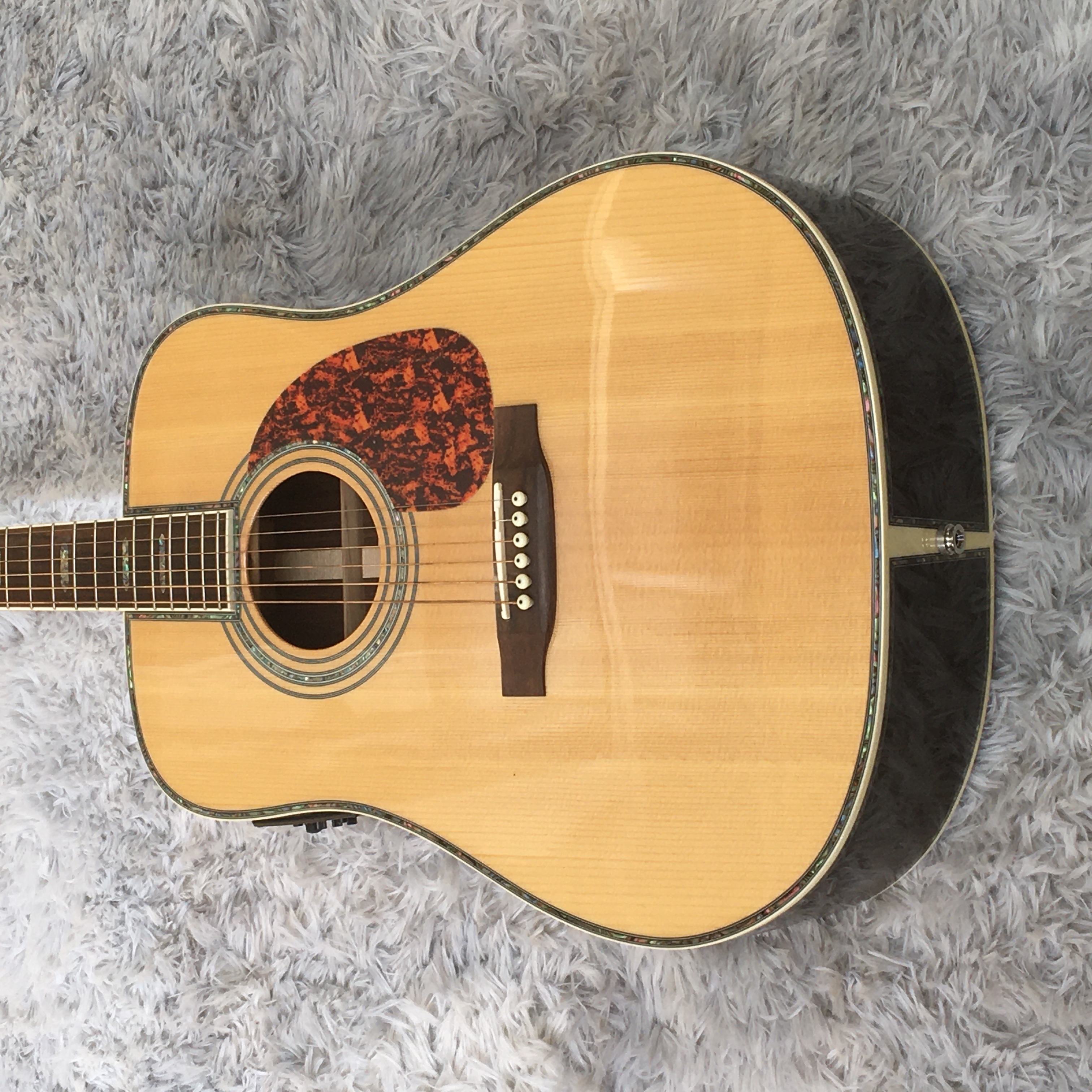 Best selling Style 41 Inch Dreadnought Acoustic Guitar -EQ pickup Solid Spruce Top, Natural Finish, Classic Design fast shipping