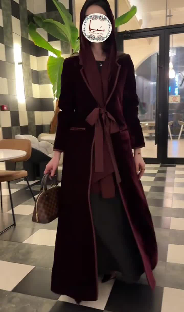 2025 New Elegant Trench Coat Long Dress Mid-Length Long Robe Color Block Trench Coat Tie Coat 241216