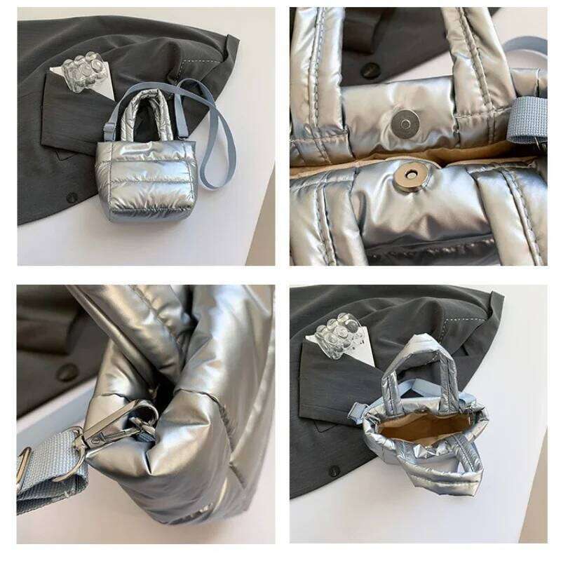 Women Bags Woman Puffy Lightweight LargeCapacity Quilted Shoulder Adjustable Strap Puffer Tote Handbag Shopping Bag Z260124