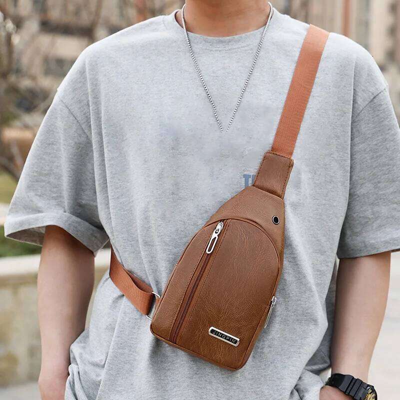 2025 Vintage Men Shoulder Bag Fashion Business Package Leather Crossbody Sling Messenger Bags Big Capacity Male Chest Pack Z260124