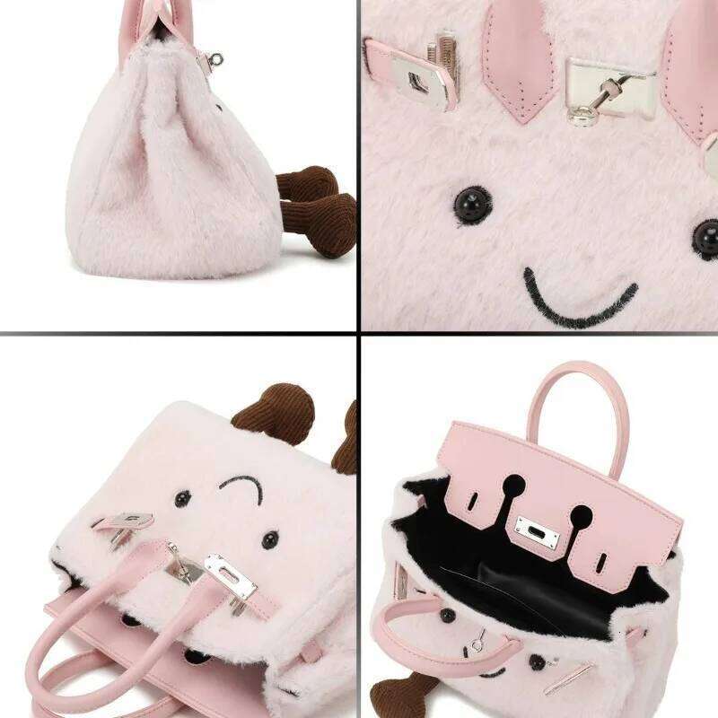 Comparable bean cute plush messenger women's 2025 autumn and winter new cartoon fashion fur bag handbag Z260124
