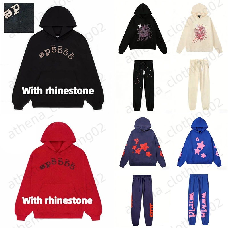 High Quality Spider Hoodie Hoody Spiderpants Men Women Pullover Spiderhoodie Rhinestone Hoodie Sweatsuit Hoody Print Hoodies for Men Hoodie StreetWear