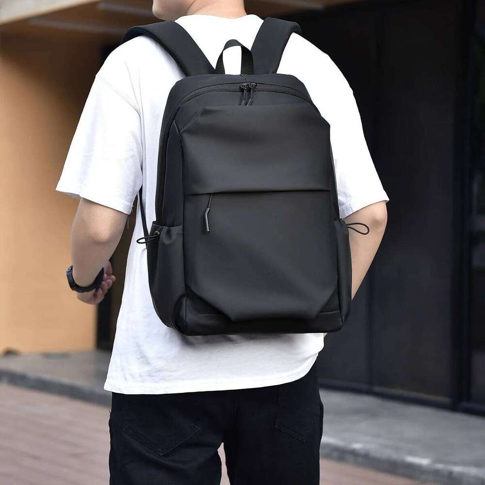 Large Capacity Black Backpack - Water-Resistant, Lightweight College Laptop Daypack with Adjustable Straps for High School Z260124