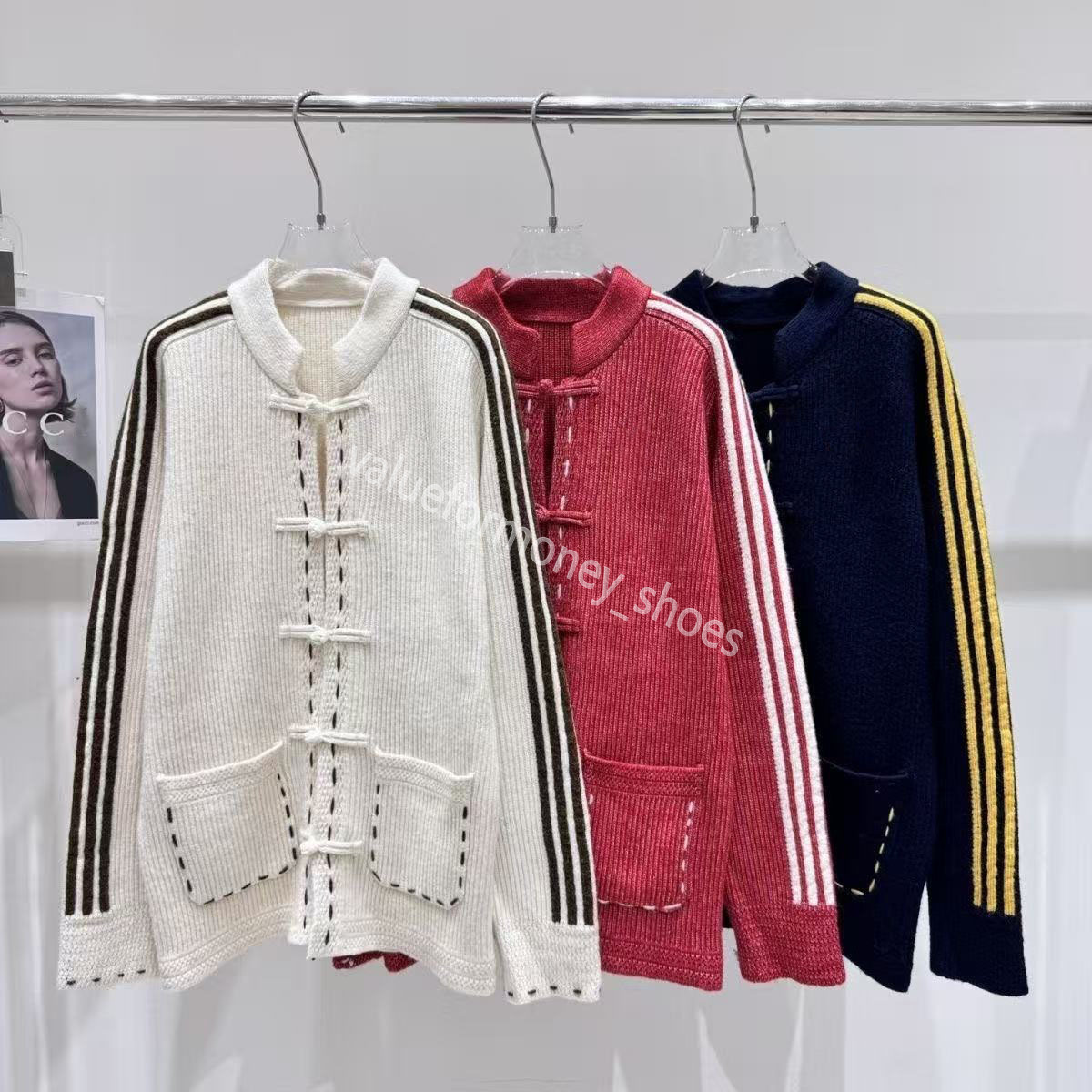 Women Jackets 2026 Knit Cny Chinese New Year Jacket Spliced Stand Collar Spring Style Buttoned Fashion Retro Tang Single Breasted Tops men Coat Long Knit Jacket