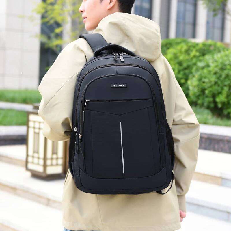 Men's Backpack - large capacity black laptop bag, adjustable strap and multiple compartments, leisure travel bag Z260124