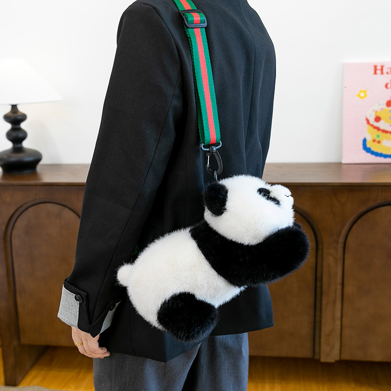Simulation Lying Plush Backpack Sichuan Giant Panda Tourism Base Souvenir Birthday Gift Crossbody Bag