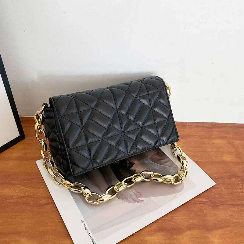 Fashion Plaid Shoulder Bag Plastic Chain Casual Crossbody Bags Women Flap Handbags For Daily Used
