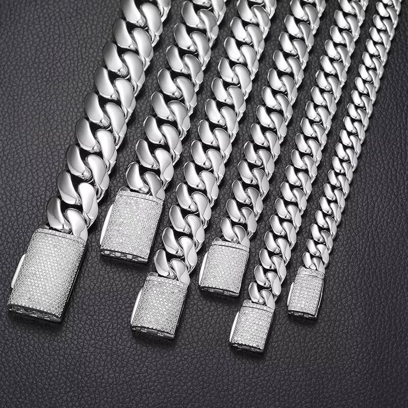 10-20mm 7-9 Inch Miami Cuban Link Chain Iced Out Gold Plated S925 MoissaniteVVS Diamond Rappers Hip Hop Jewelry Anklet Bangle Bracelet