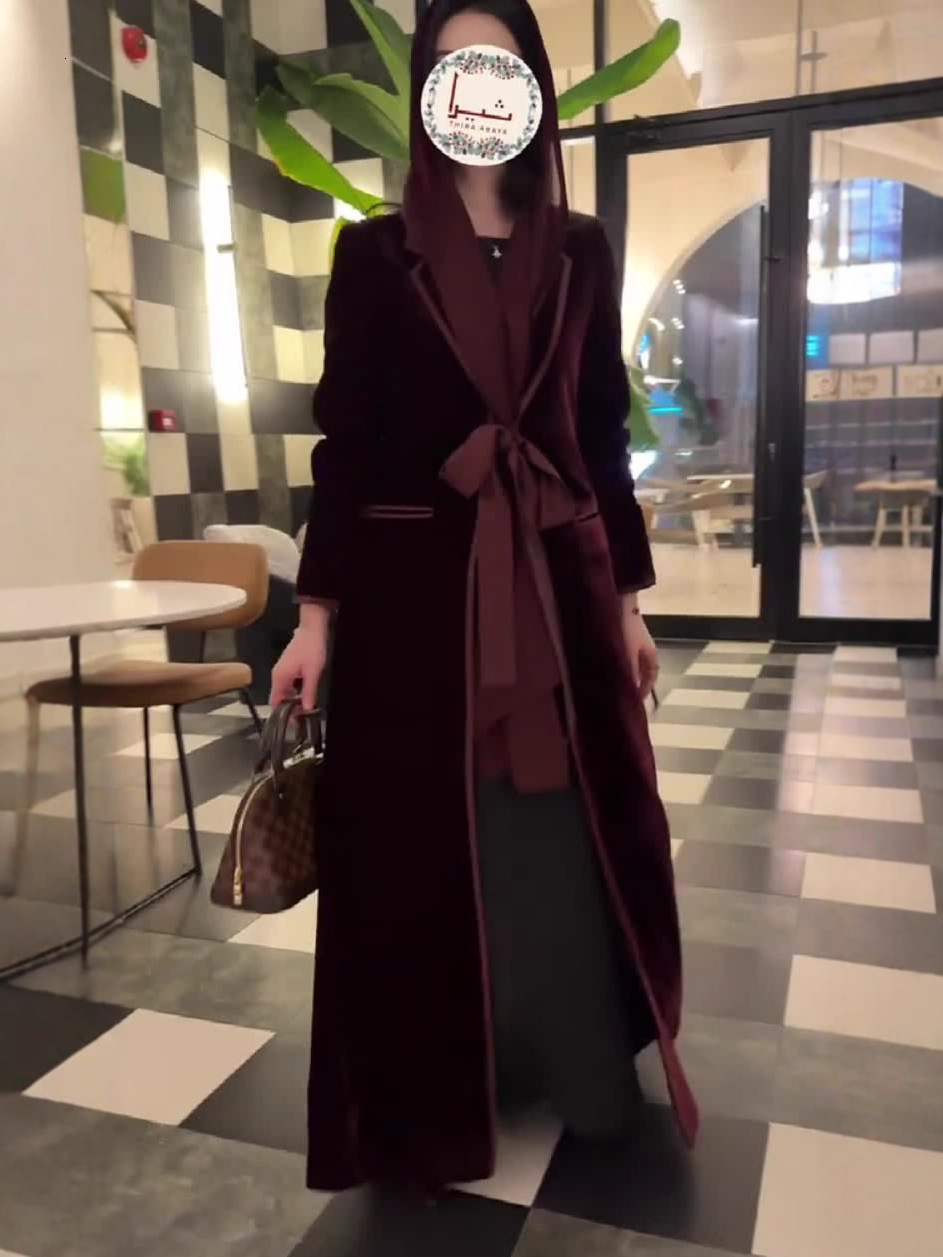 2025 New Elegant Trench Coat Long Dress Mid-Length Long Robe Color Block Trench Coat Tie Coat 241216