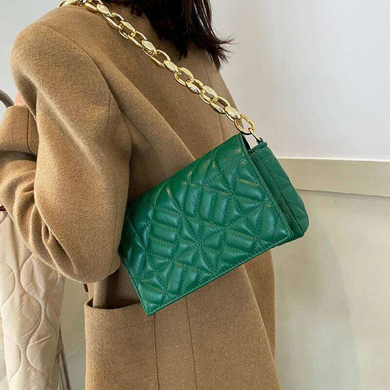 Fashion Plaid Shoulder Bag Plastic Chain Casual Crossbody Bags Women Flap Handbags For Daily Used