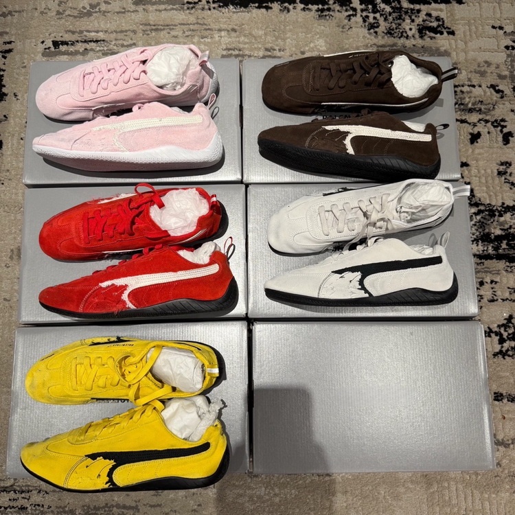 Designer Casual Shoes Mens Womens Speed Cat BLCG Leather Suede Destroyed low cut sneakers Brown yellow black white pink navy blue cat