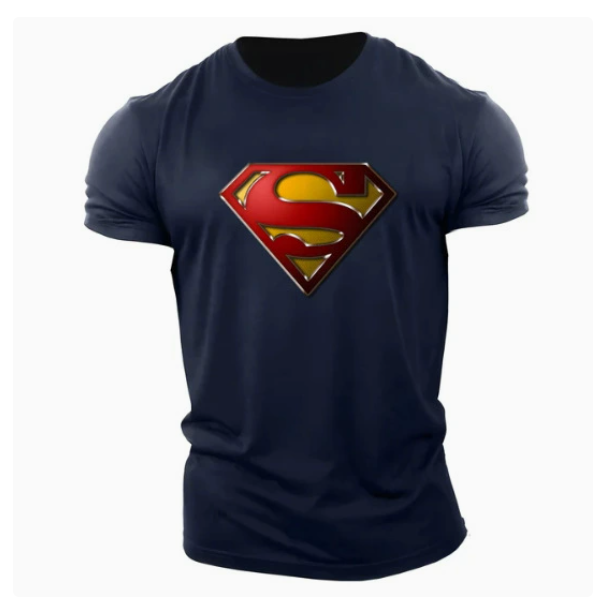Free Shipping 2026 Superhero Superman Logo Graphic T-Shirt For Men Casual Slim Fit Crewneck Short Sleeve Top