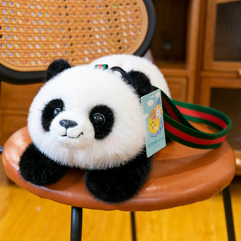 Simulation Lying Plush Backpack Sichuan Giant Panda Tourism Base Souvenir Birthday Gift Crossbody Bag