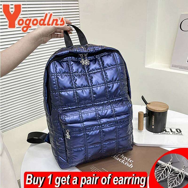 Yogodlns Winter Space Cotton Backpack Women Large Capacity School Bag for Student Waterproof Nylon Rucksack Travel Female Pack Z260124
