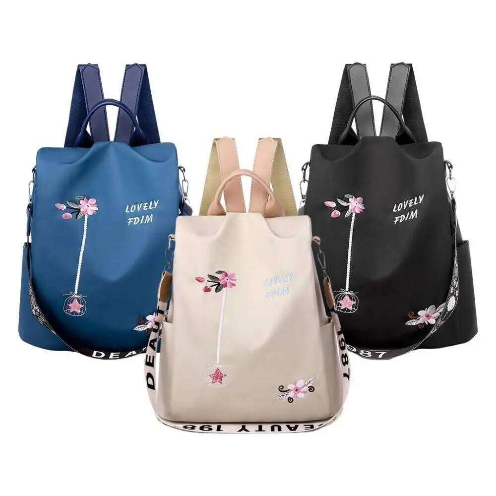 Waterproof Oxford Women Backpack Fashion Anti-theft School Bag Embroidery Female Large Capacity Travel Shoulder Handbag Z260124