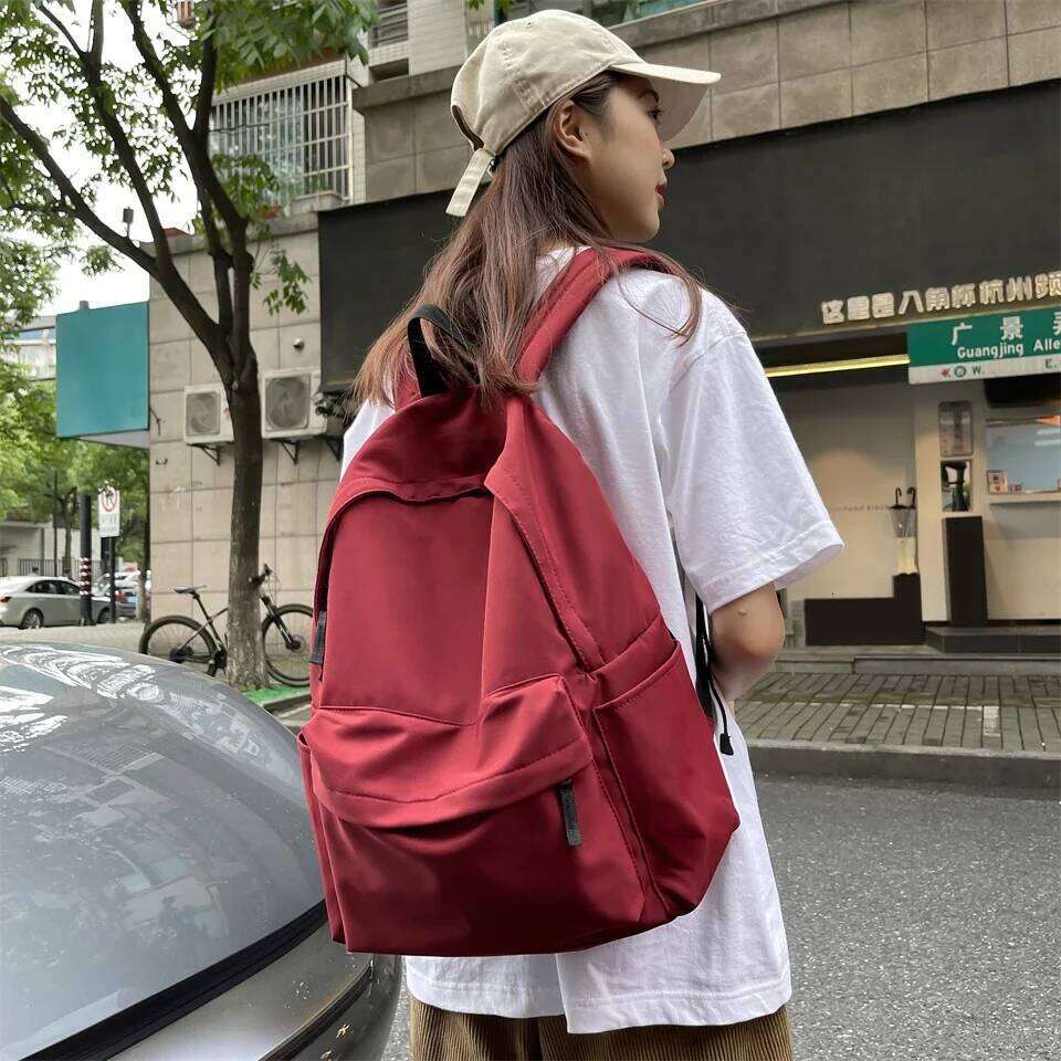 Nylon Versatile Large Capacity Waterproof School Student Backpack Washable Black Grey White Red Computer Bag Unisex Z260124