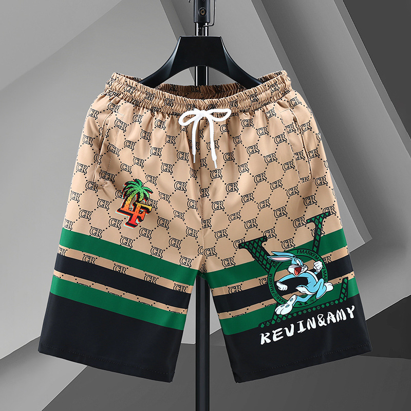 2026 New cropped pants men's summer beach pants men's casual running sports shorts men's straight-leg pants