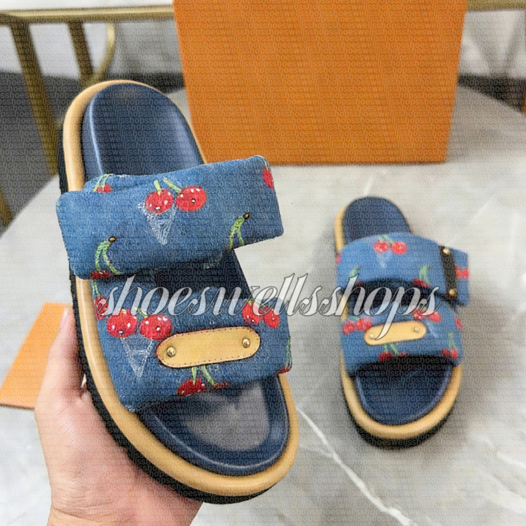 Designer Slipper TM Pool Pillow Flat Comfort Mules lvlys Sandals Takashi Murakami Black White Colorful Flowers Bom Dia Sandale Womens Mens Beach Luxury Slides
