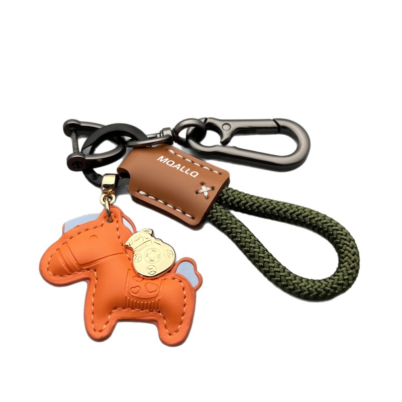 Keychain Luxury Leather Horse Birthday Gift Charm Handmade Car Key Chain for Women Men Couple Gift - view 6