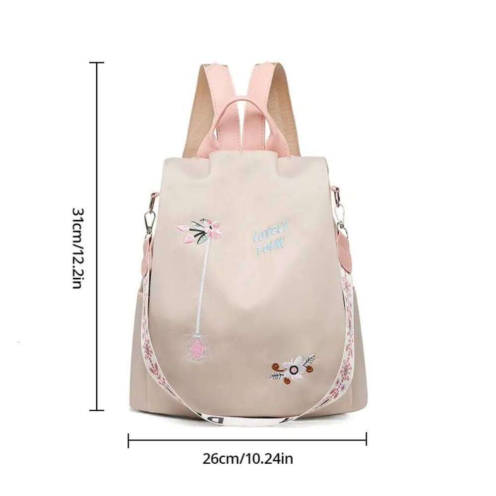 Waterproof Oxford Women Backpack Fashion Anti-theft School Bag Embroidery Female Large Capacity Travel Shoulder Handbag Z260124