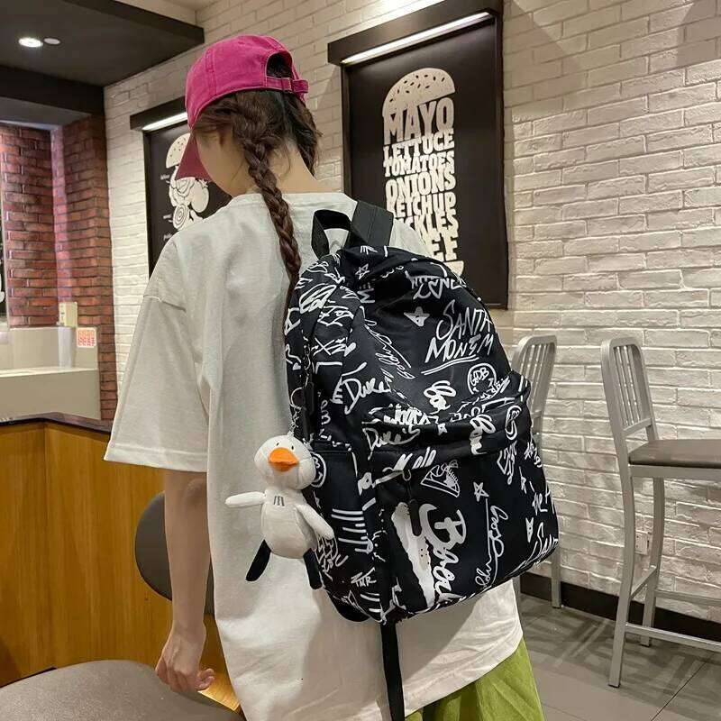 Women's Backpack Large Capacity Backpacks Fashion Graffiti Printing Casual College Student School Bags for Girl Teenage Mochila Z260124