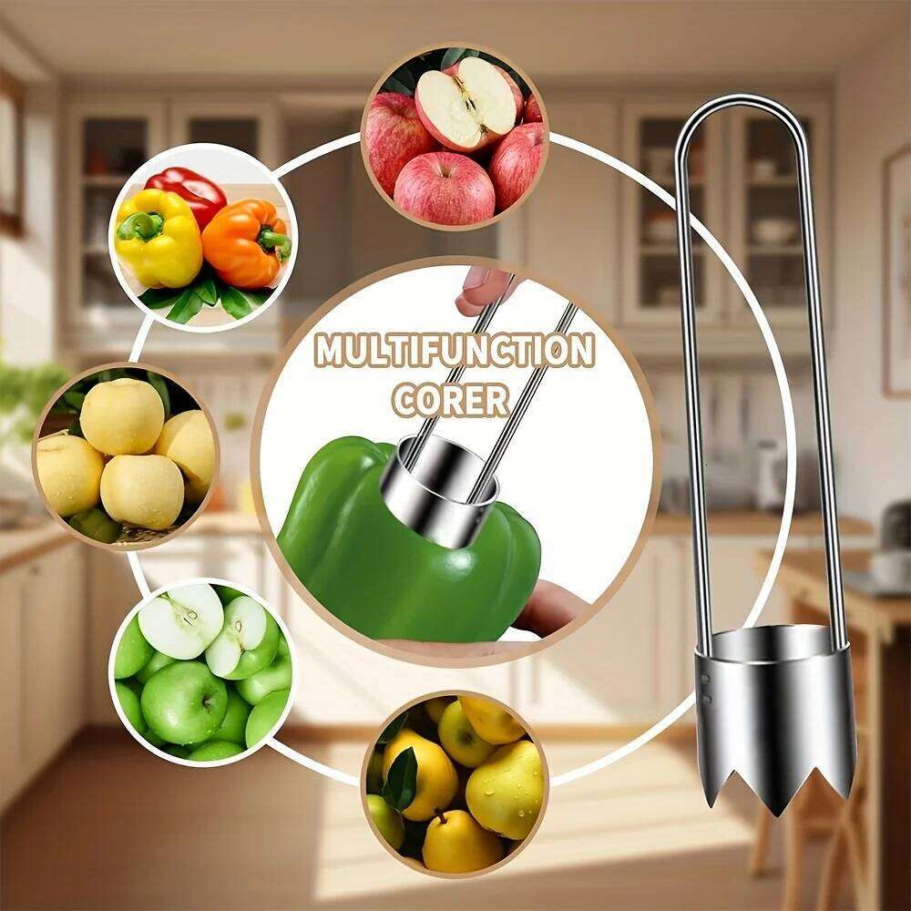 Kitchen Tool Stainless Steel Fruit And Vegetable Corer For Apples Peppers Tomatoes Easy Core Removal Durable