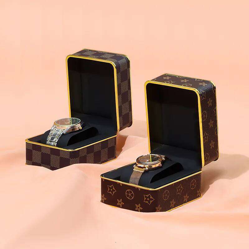 Luxury Style PU Stitched Watch Box For Business Pocket Watches Wristwatches And Portable Zippered Fashion Accessory Packaging And Storage