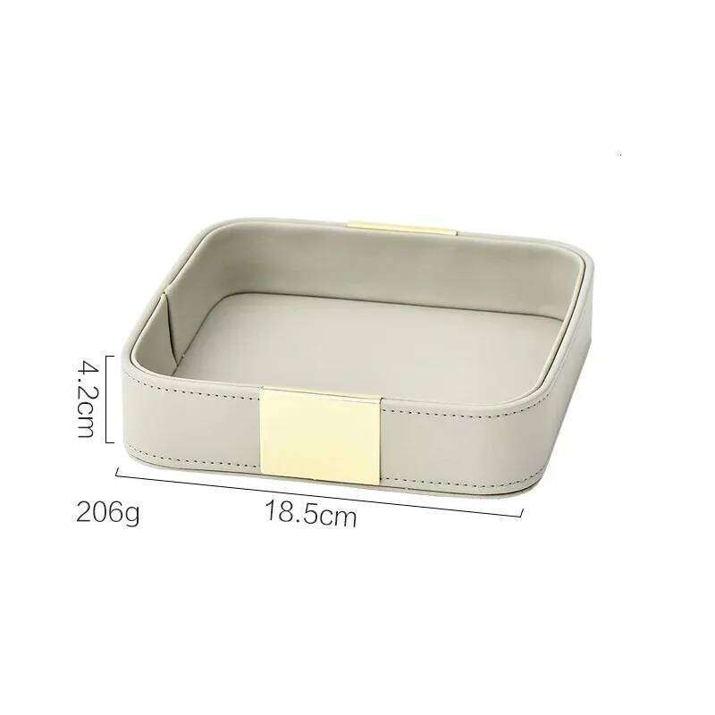 Light Luxury PU Leather Portable Makeup Organizer Storage Jewelry Ring Dish Entrance Key Holder Sundry Tray Jewellry