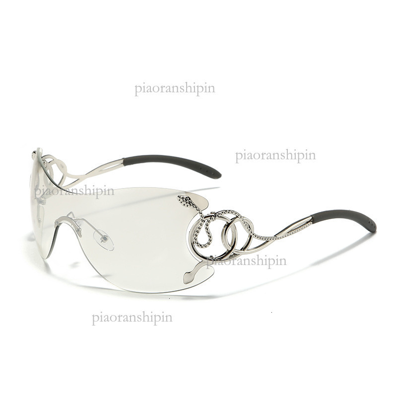 2026 Designer New Personalized Women's Sunglasses Luxury Brand Fashion Accessories Y2K Integrated Lens High End Cool Frameless Outdoor Glasses Wh