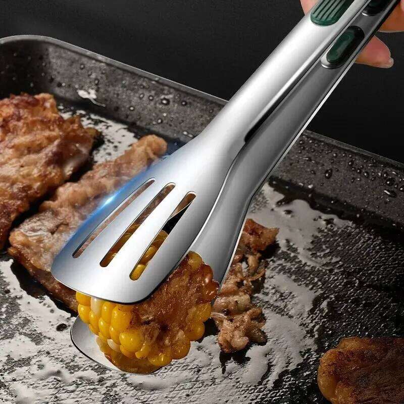 1PC Non Slip Stainless Steel Food Tongs Meat Salad Bread Clip Barbecue Grill Buffet Clamp Cooking Tools Kitchen Accessories