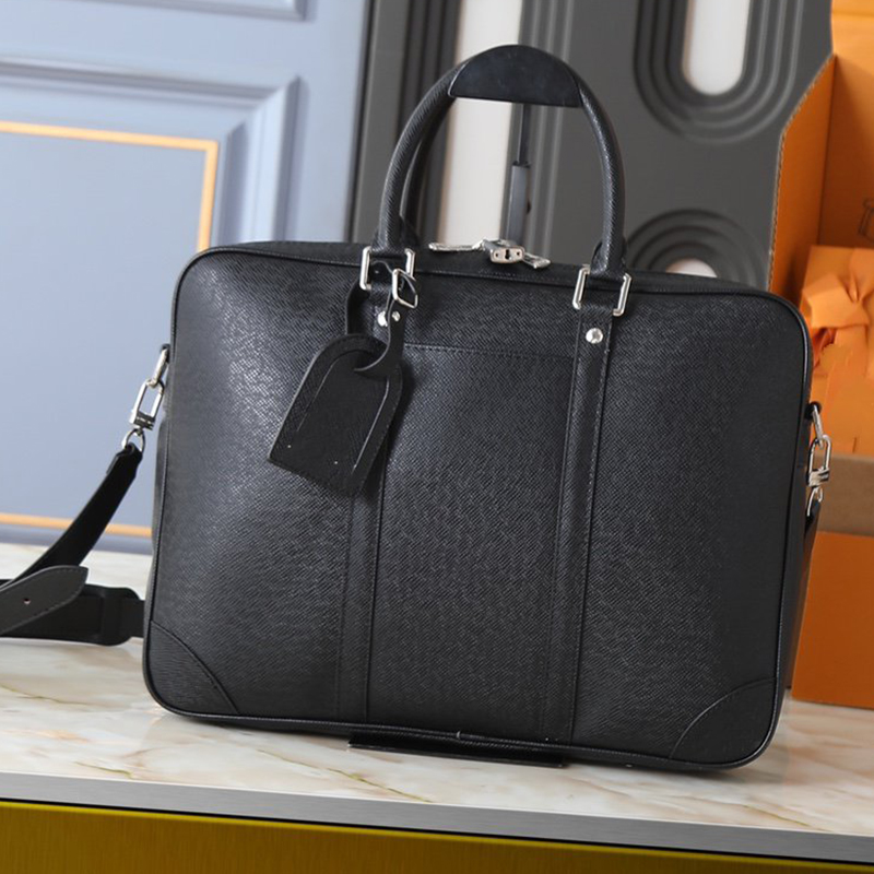 Briefcase designer bag Luxury laptop bag Solid Color letter metals Design Large Capacity Leather Briefcase Business men Bag Christmas Logistics Delivery Dust Bag