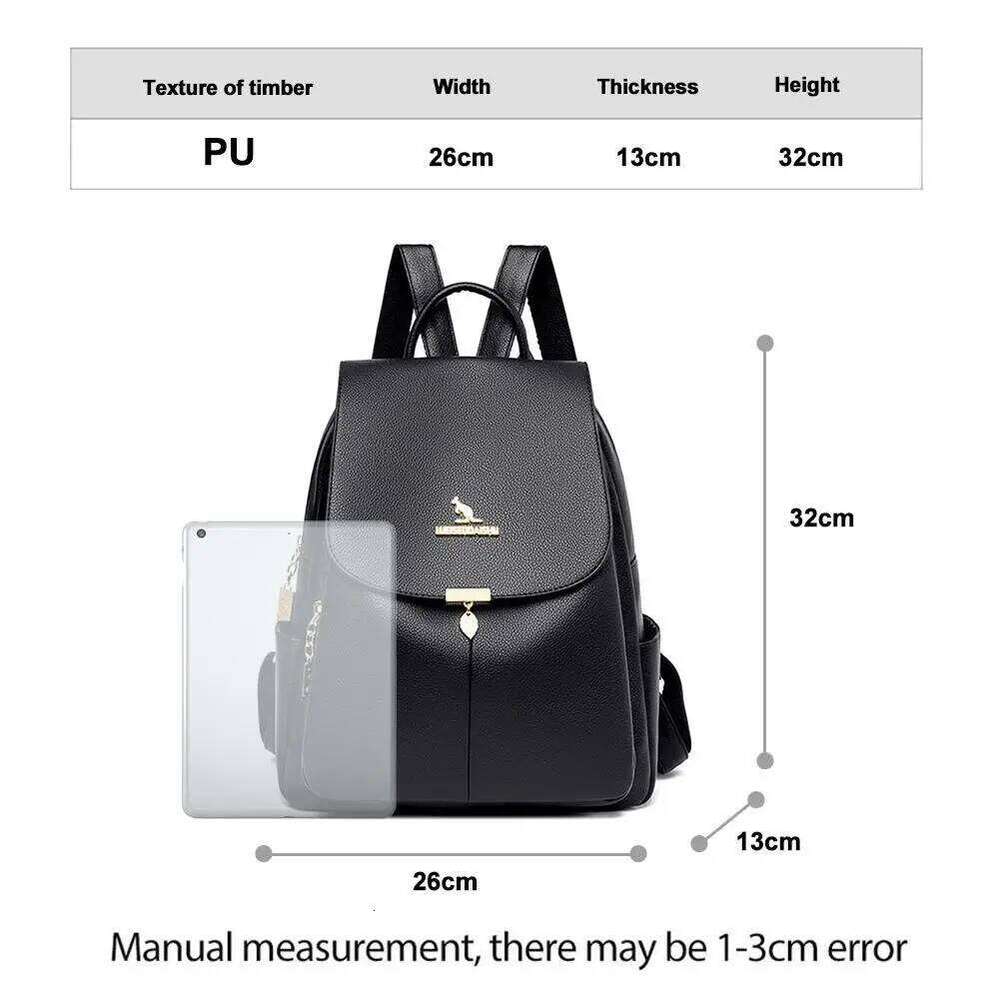 Women's Black backpacks Soft Leather Large capacity Daily Commuting Fashion Travel bag College student schoolbag Z260124