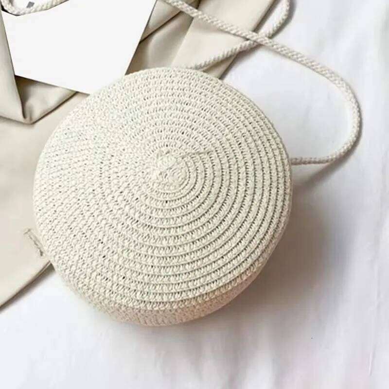 Minimalist Straw Bag Round Crossbody Purse Women Shoulder Vocation Style Handbag Z260124