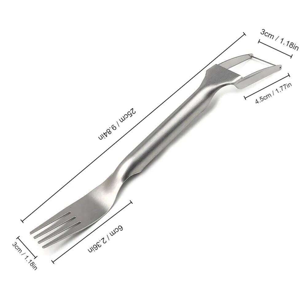 1pc Multi-purpose Portable 2In1 Watermelon Slicer Cutter Knife Stainless Steel Kitchen Fruit Cutting Fork