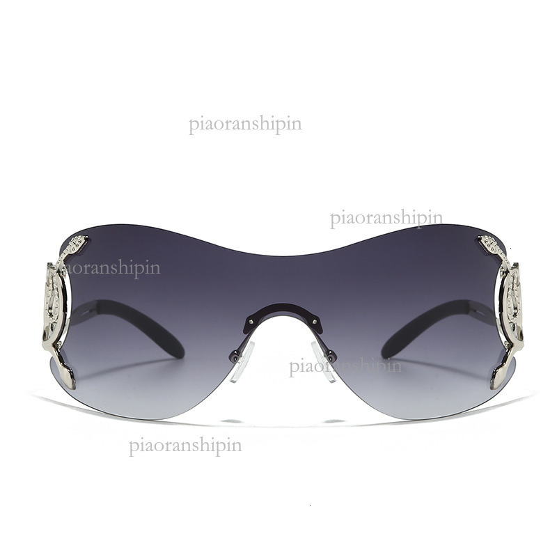 2026 Designer New Personalized Women's Sunglasses Luxury Brand Fashion Accessories Y2K Integrated Lens High End Cool Frameless Outdoor Glasses Wh