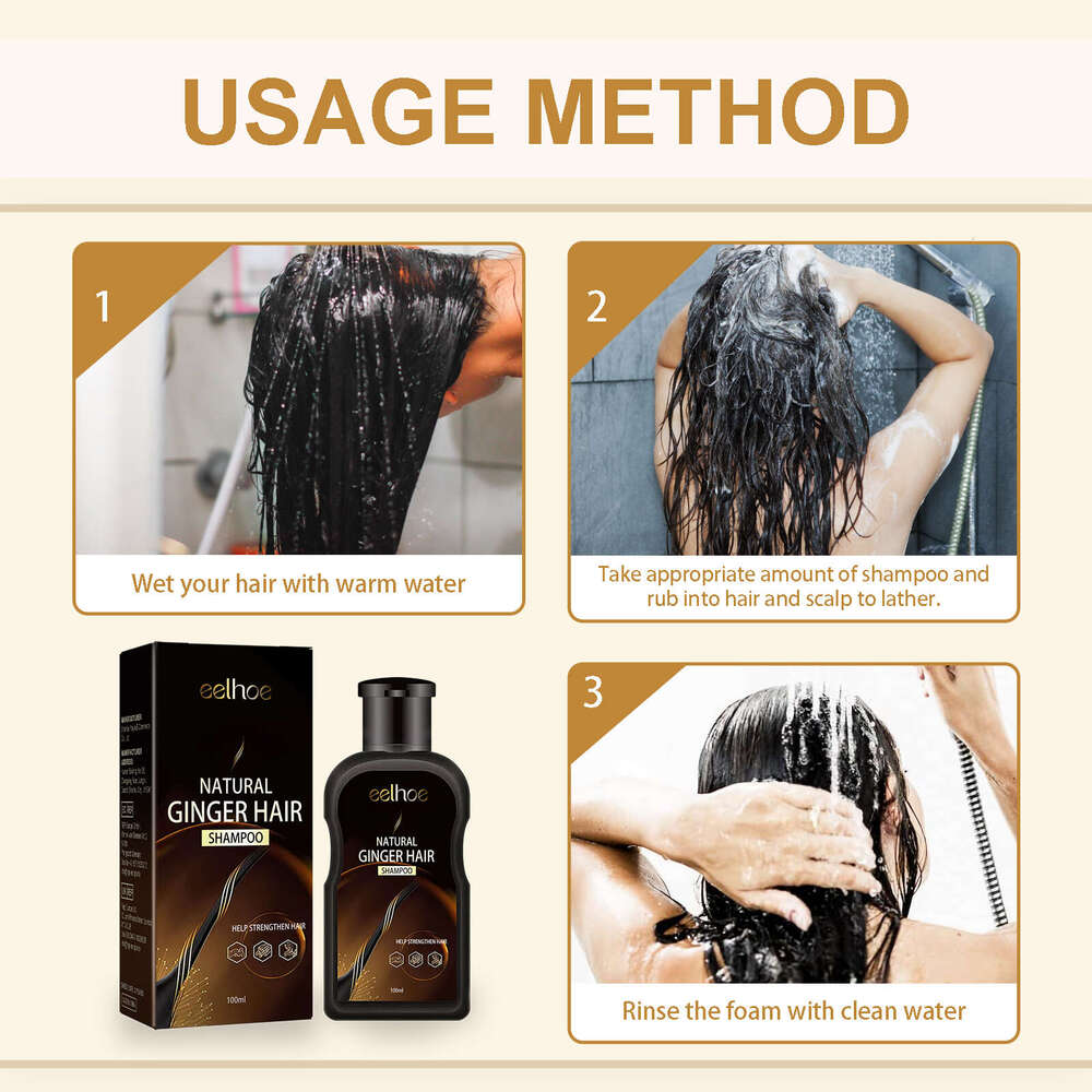 EELHOE Ginger Care Shampoo Gentle Cleansing Scalp Thick Anti-Fall Strong Natural Black Hair
