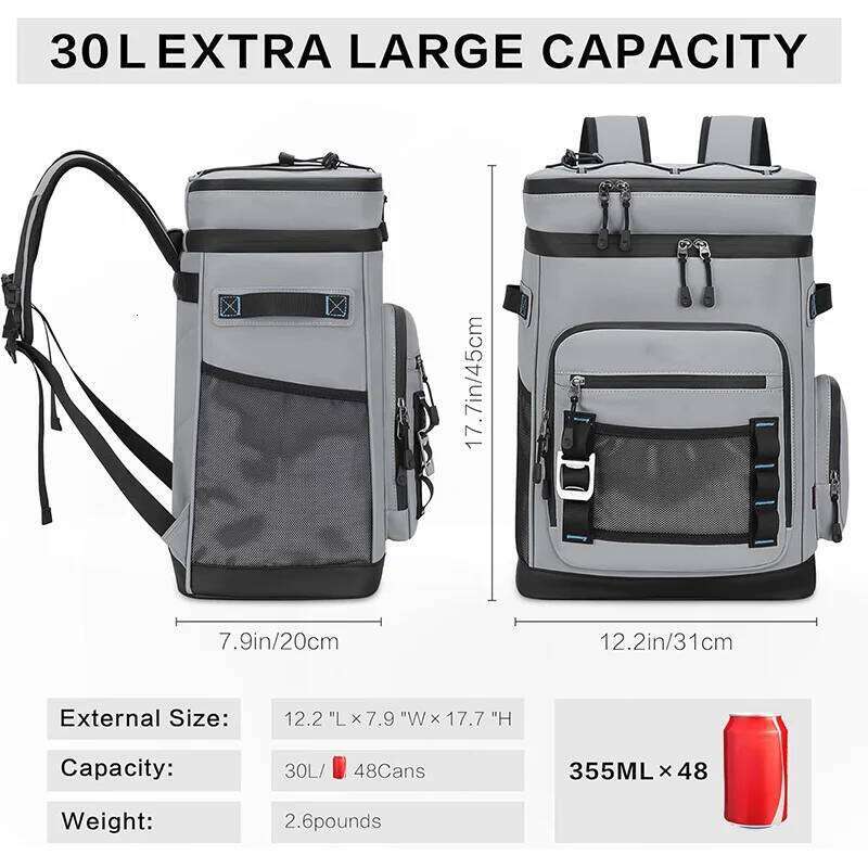 30L Waterproof Insulated Backpack Men Women Leak Proof Cooler Rucksack for Camping Beach Fishing Picnic Travel Bag Z260124