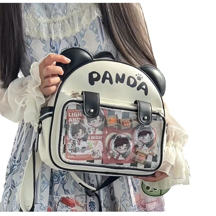 Japanese Style New Large Capacity Cute College Student Anime Big Belly Panda Backpack Tote Shoulder Bag