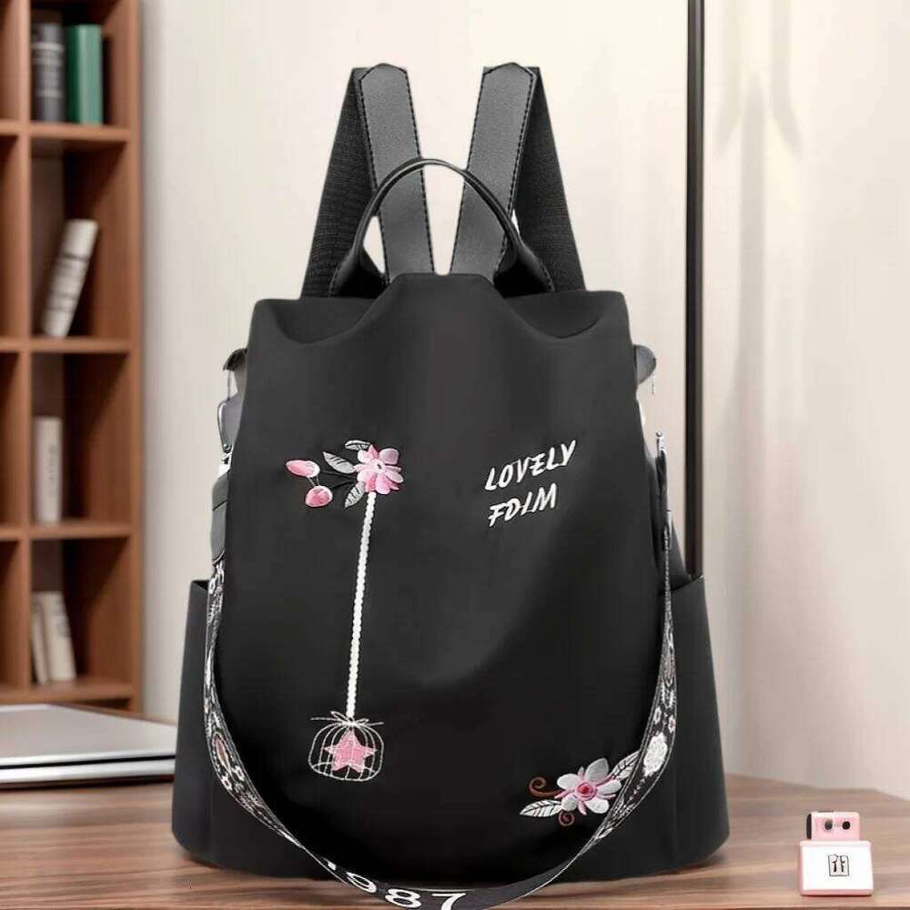 New Flower Embroidery Women's Fashion Backpacks Nylon Multiple Pockets Backpack For Women Daily Travel Z260124