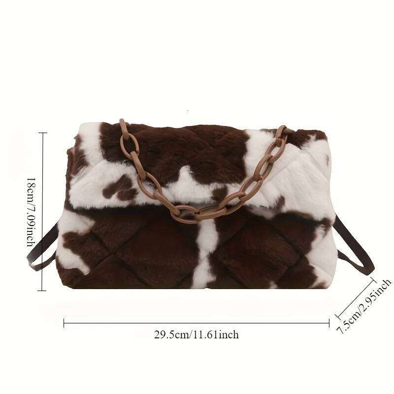Korean-style ladies' autumn and winter plush crossbody bag, fashionable leopard print handbag, birthday gift Z260124